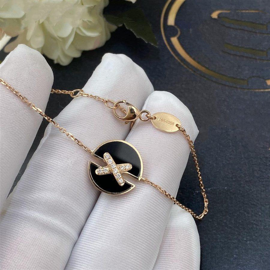 [⭐Clover Jewelry]JEUX DE BRACELET ONYX PINK GOLD DIAMOND