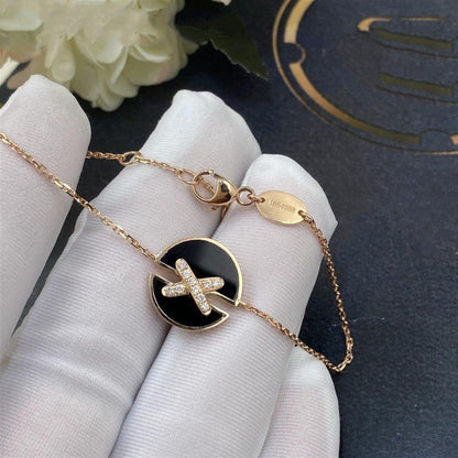 [⭐Clover Jewelry]JEUX DE BRACELET ONYX PINK GOLD DIAMOND