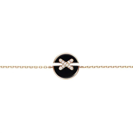 [⭐Clover Jewelry]JEUX DE BRACELET ONYX PINK GOLD DIAMOND