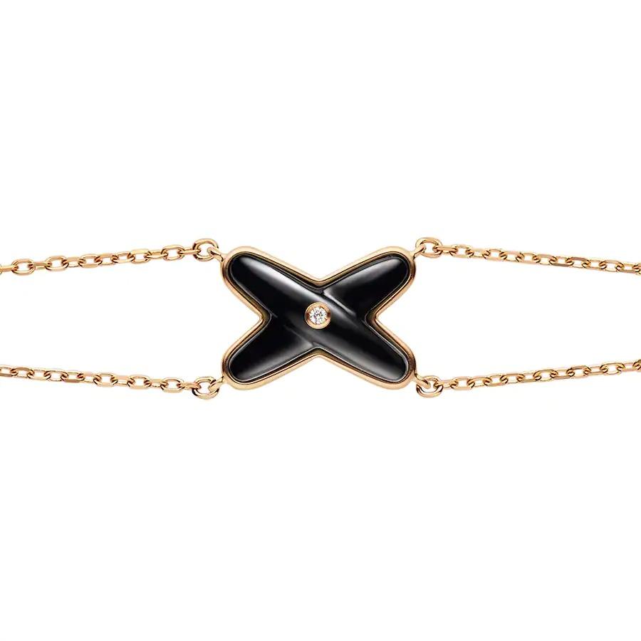[⭐Clover Jewelry]JEUX BRACELET ONYX PINK GOLD 1 DIAMOND