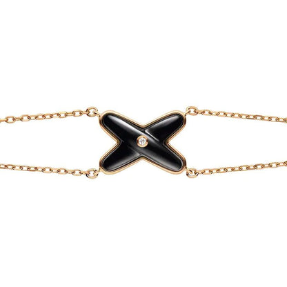 [⭐Clover Jewelry]JEUX BRACELET ONYX PINK GOLD 1 DIAMOND