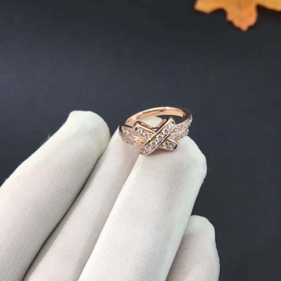 [⭐Clover Jewelry]JEUX DE RING PINK GOLD DIAMOND