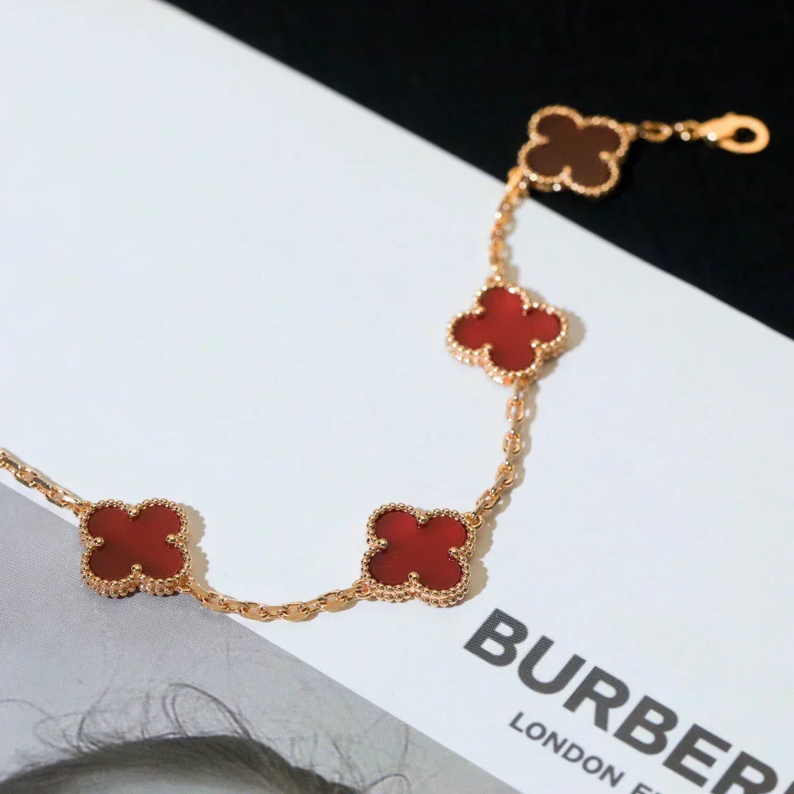 [⭐Clover Jewelry] CLOVER 5 MOTIF RED CORNELIAN BRACELET COLLECTION