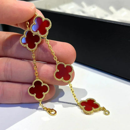 [⭐Clover Jewelry] CLOVER 5 MOTIF RED CORNELIAN BRACELET COLLECTION