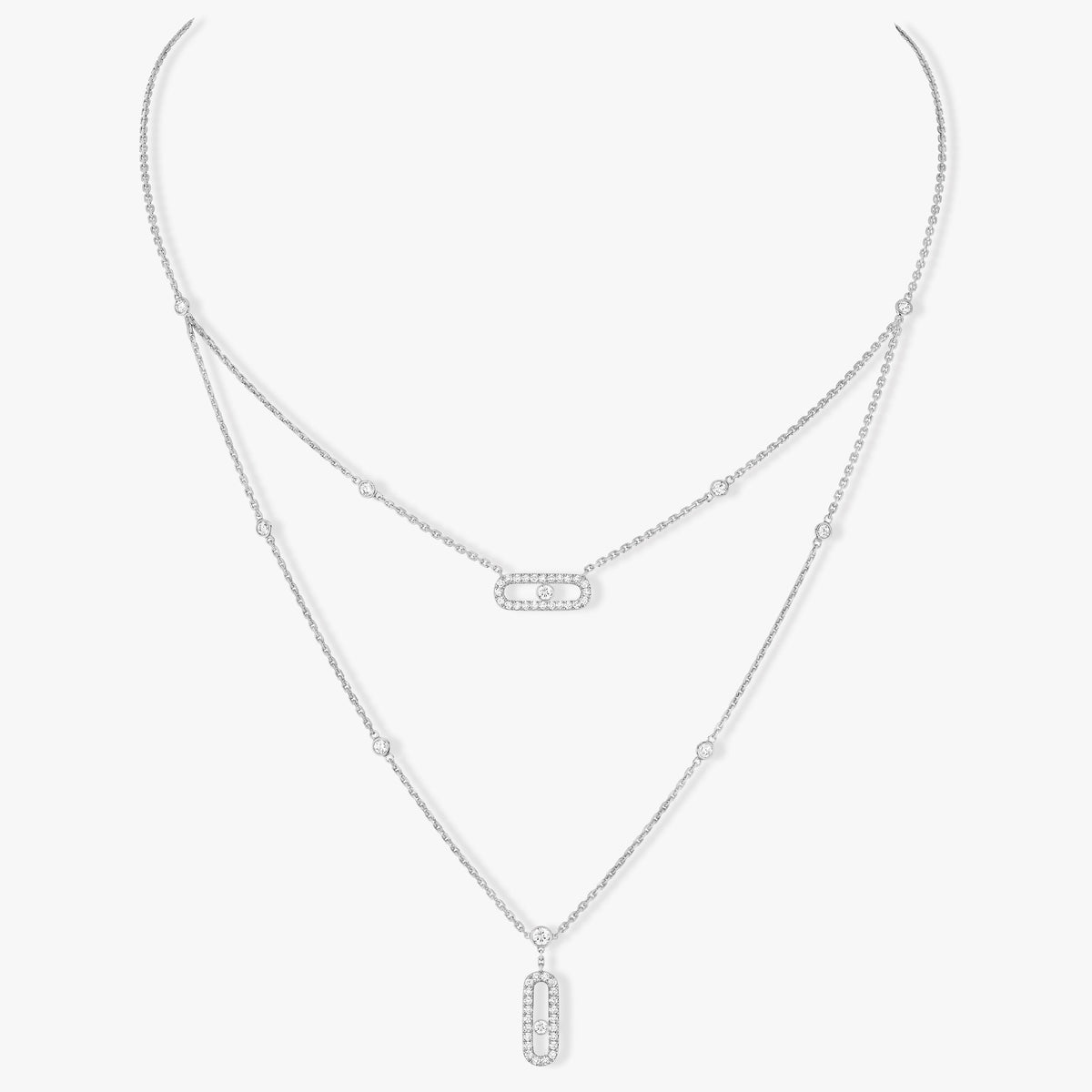 [⭐Clover Jewelry]MOVE 2 ROW DIAMOND NECKLACE