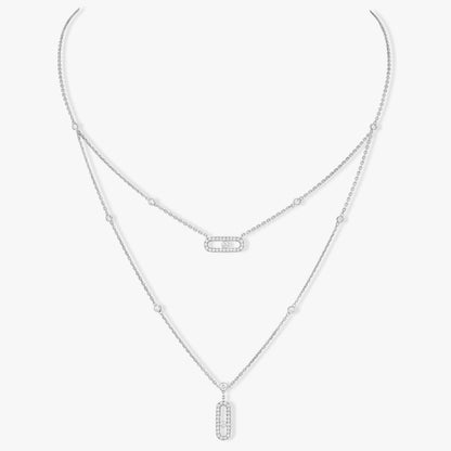 [⭐Clover Jewelry]MOVE 2 ROW DIAMOND NECKLACE