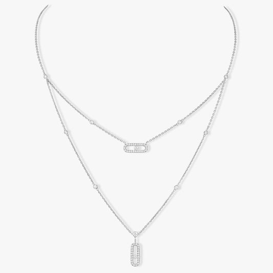 [⭐Clover Jewelry]MOVE 2 ROW DIAMOND NECKLACE