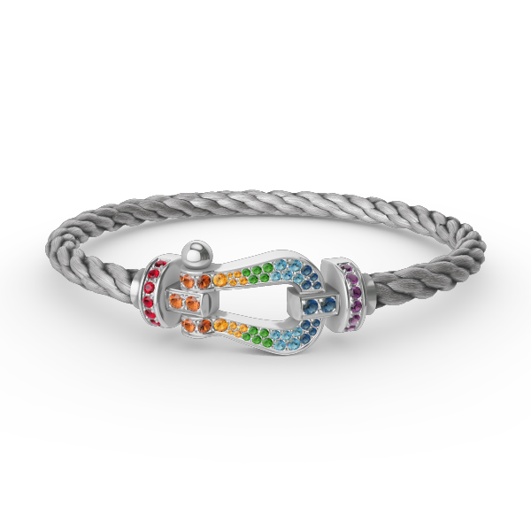 [⭐Clover Jewelry]FORC LARGE HORSESHOE  COLORED DIAMOND BRACELET SILVER