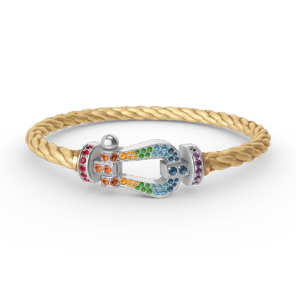 [⭐Clover Jewelry]FORC LARGE HORSESHOE  COLORED DIAMOND BRACELET SILVER