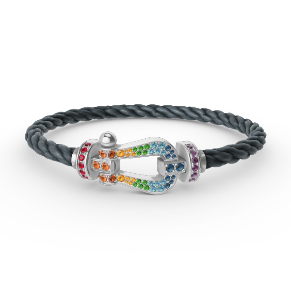 [⭐Clover Jewelry]FORC LARGE HORSESHOE  COLORED DIAMOND BRACELET SILVER