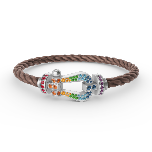 [⭐Clover Jewelry]FORC LARGE HORSESHOE  COLORED DIAMOND BRACELET SILVER