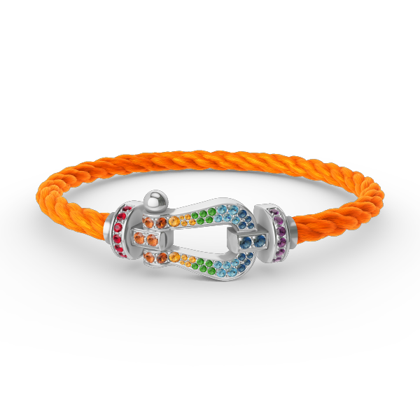 [⭐Clover Jewelry]FORC LARGE HORSESHOE  COLORED DIAMOND BRACELET SILVER