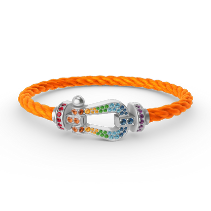 [⭐Clover Jewelry]FORC LARGE HORSESHOE  COLORED DIAMOND BRACELET SILVER