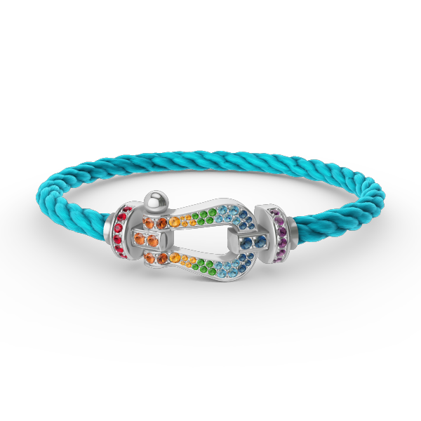 [⭐Clover Jewelry]FORC LARGE HORSESHOE  COLORED DIAMOND BRACELET SILVER