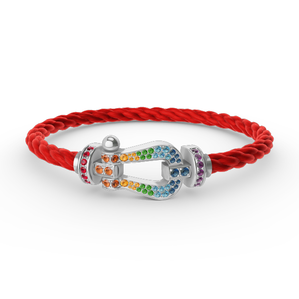 [⭐Clover Jewelry]FORC LARGE HORSESHOE  COLORED DIAMOND BRACELET SILVER