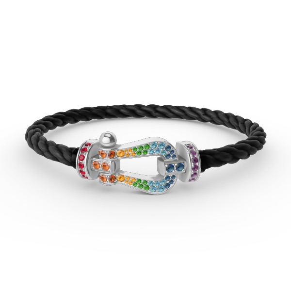 [⭐Clover Jewelry]FORC LARGE HORSESHOE  COLORED DIAMOND BRACELET SILVER