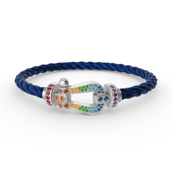 [⭐Clover Jewelry]FORC LARGE HORSESHOE  COLORED DIAMOND BRACELET SILVER