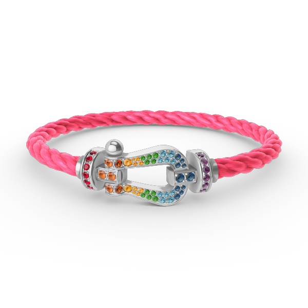[⭐Clover Jewelry]FORC LARGE HORSESHOE  COLORED DIAMOND BRACELET SILVER