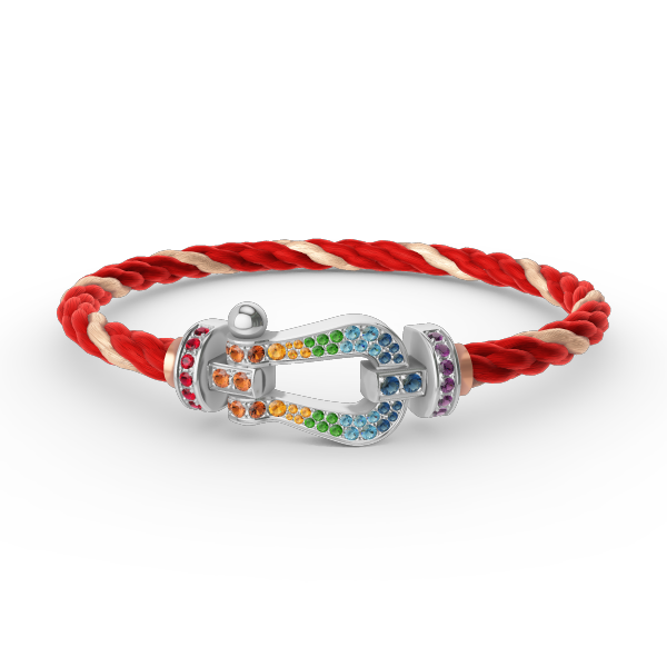 [⭐Clover Jewelry]FORC LARGE HORSESHOE  COLORED DIAMOND BRACELET SILVER