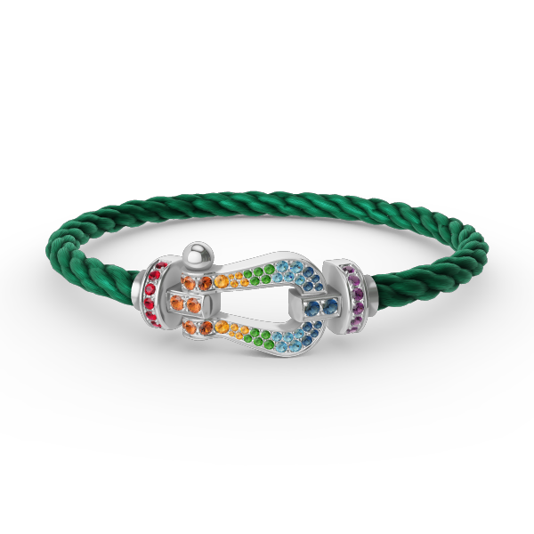 [⭐Clover Jewelry]FORC LARGE HORSESHOE  COLORED DIAMOND BRACELET SILVER