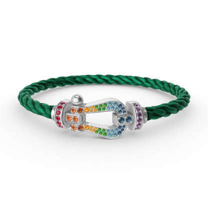 [⭐Clover Jewelry]FORC LARGE HORSESHOE  COLORED DIAMOND BRACELET SILVER