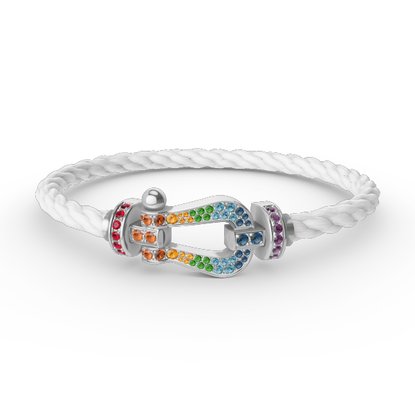 [⭐Clover Jewelry]FORC LARGE HORSESHOE  COLORED DIAMOND BRACELET SILVER