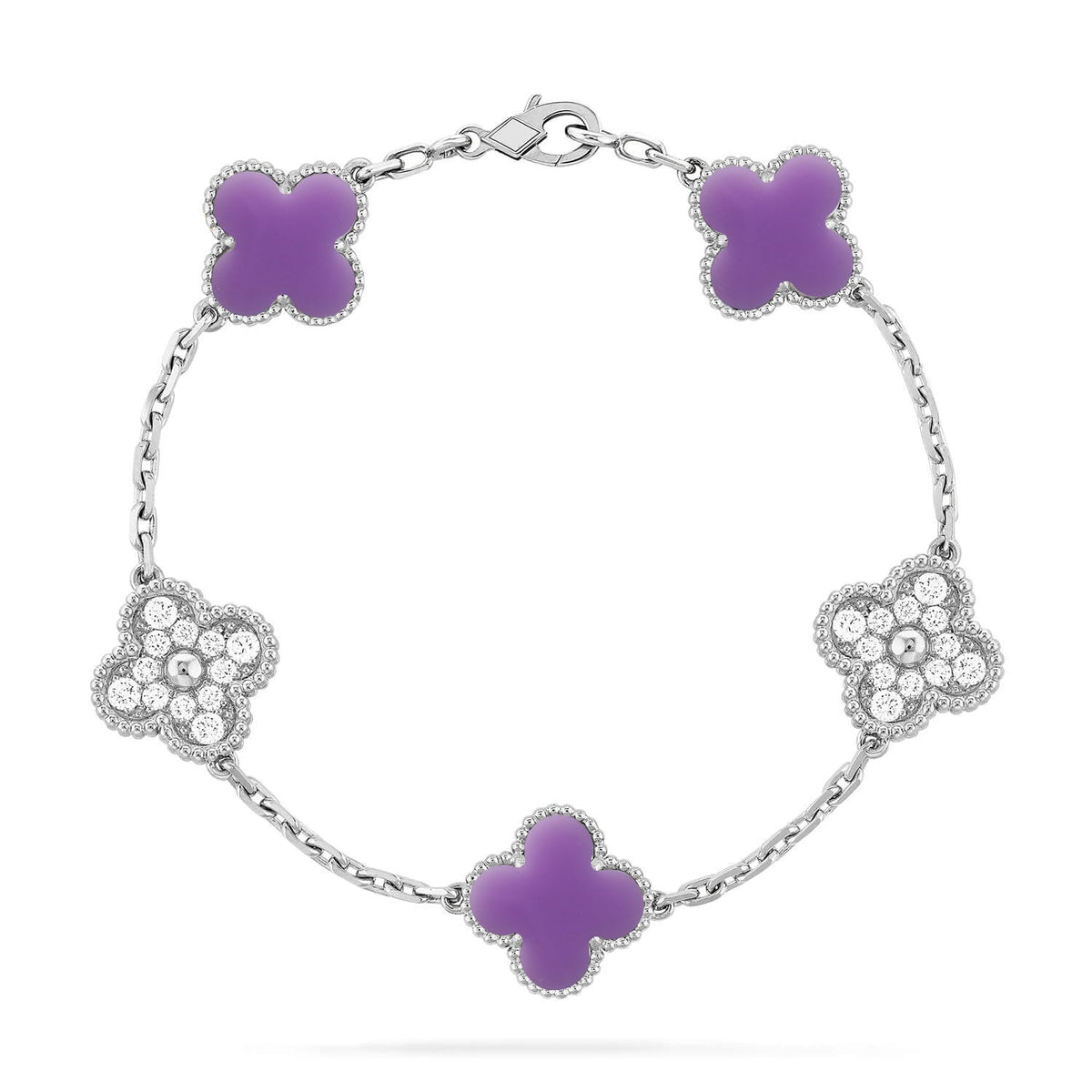 [⭐Clover Jewelry]CLOVER 5 MOTIF LIGHT PURPLE BRACELET COLLECTION