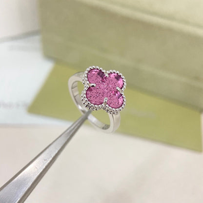 [⭐Clover Jewelry]NEW ROSE QUARTZ FOUR-LEAF CLOVER RING