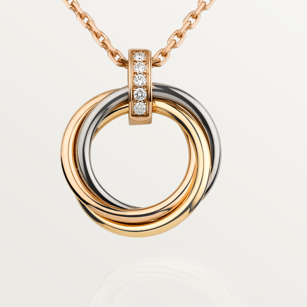 [⭐Clover Jewelry]TRINITY NECKLACE GOLD  DIAMONDS