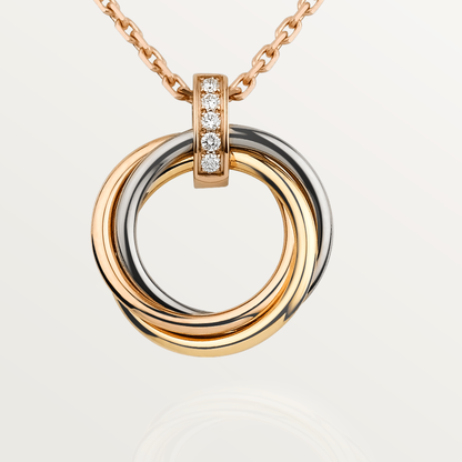[⭐Clover Jewelry]TRINITY NECKLACE GOLD  DIAMONDS