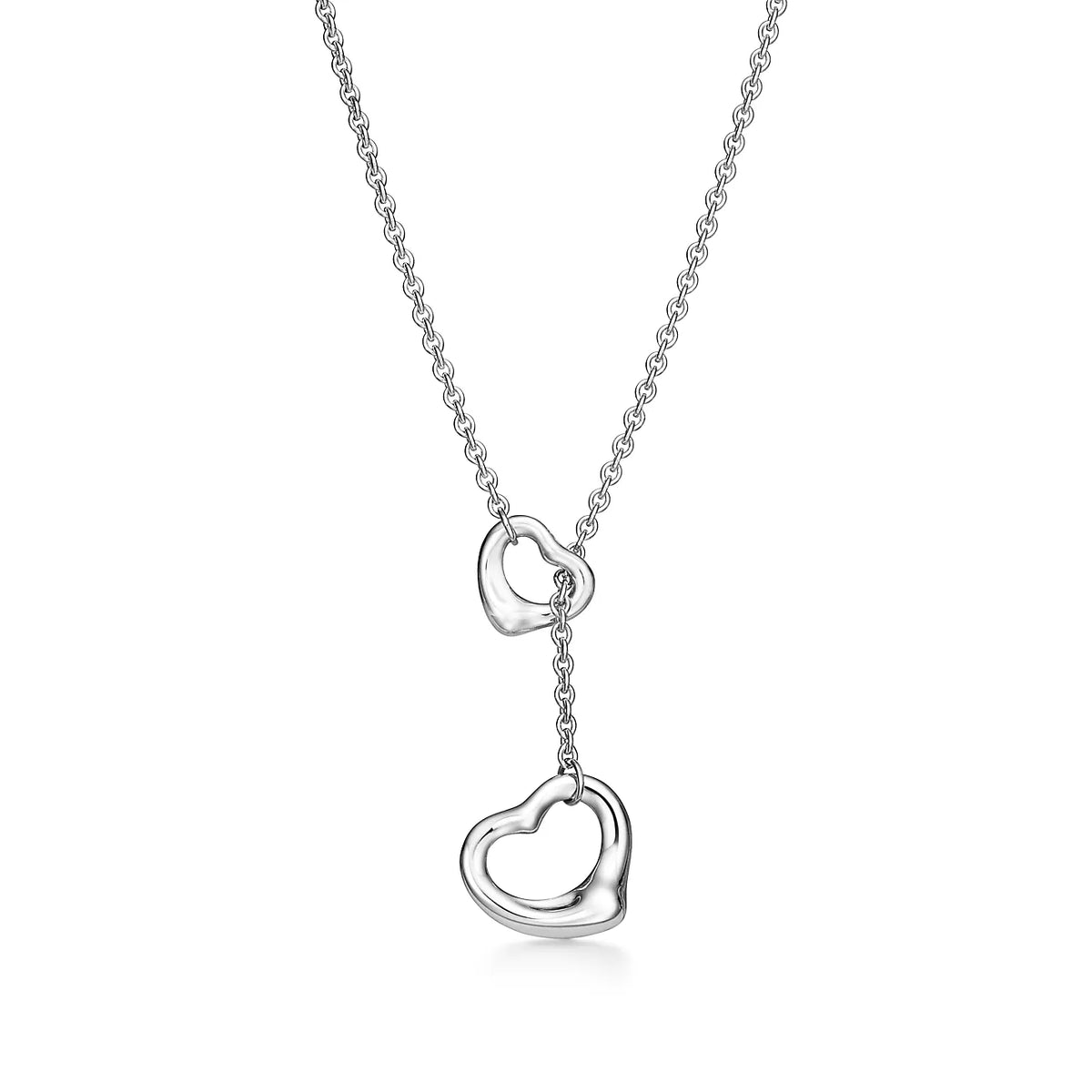 [Clover Jewelry]OPEN HEART LARIAT NECKLACE SILVER