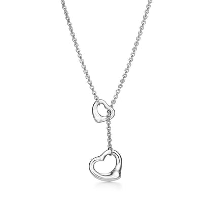 [Clover Jewelry]OPEN HEART LARIAT NECKLACE SILVER