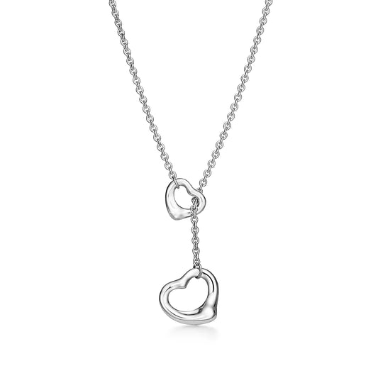 [Clover Jewelry]OPEN HEART LARIAT NECKLACE SILVER