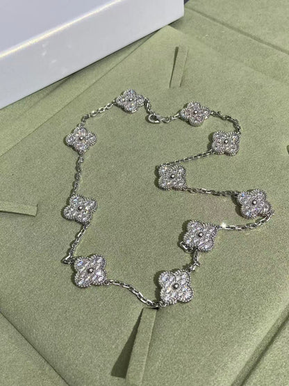 [⭐Clover Jewelry]CLOVER 10 MOTIFS  FULL DIAMOND NECKLACE