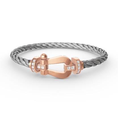 [⭐Clover Jewelry]FORCE LARGE HORSESHOE HALF DIAMOND BRACELET ROSE GOLD
