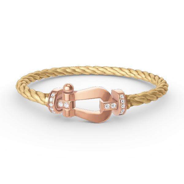 [⭐Clover Jewelry]FORCE LARGE HORSESHOE HALF DIAMOND BRACELET ROSE GOLD