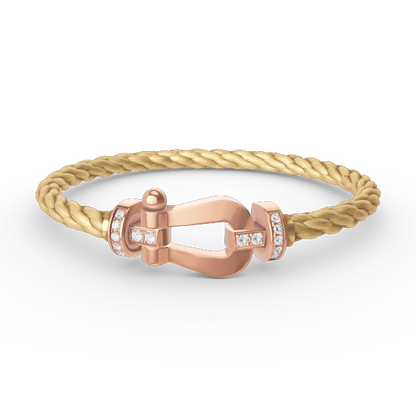 [⭐Clover Jewelry]FORCE LARGE HORSESHOE HALF DIAMOND BRACELET ROSE GOLD