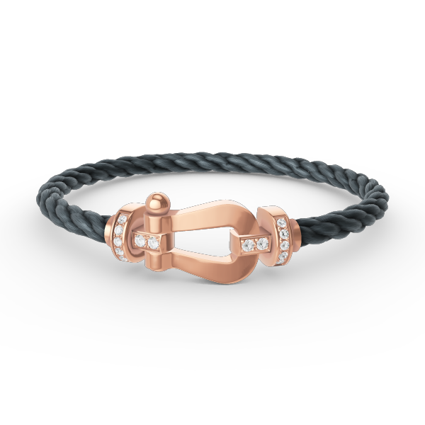 [⭐Clover Jewelry]FORCE LARGE HORSESHOE HALF DIAMOND BRACELET ROSE GOLD