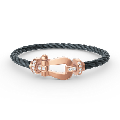 [⭐Clover Jewelry]FORCE LARGE HORSESHOE HALF DIAMOND BRACELET ROSE GOLD