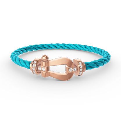 [⭐Clover Jewelry]FORCE LARGE HORSESHOE HALF DIAMOND BRACELET ROSE GOLD