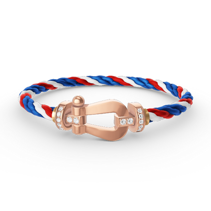 [⭐Clover Jewelry]FORCE LARGE HORSESHOE HALF DIAMOND BRACELET ROSE GOLD