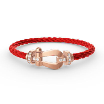 [⭐Clover Jewelry]FORCE LARGE HORSESHOE HALF DIAMOND BRACELET ROSE GOLD