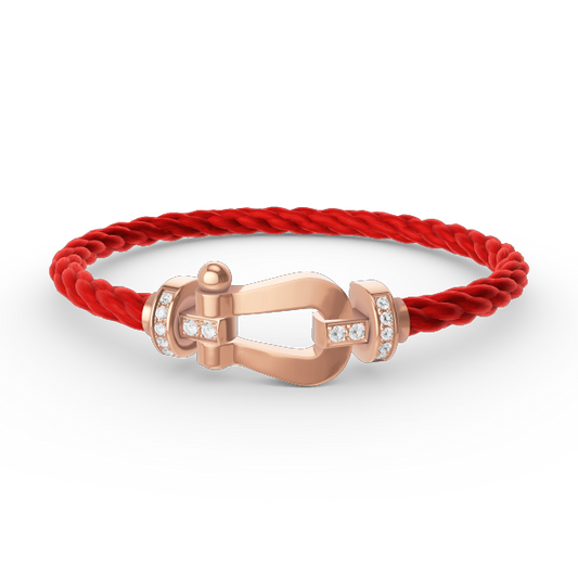 [⭐Clover Jewelry]FORCE LARGE HORSESHOE HALF DIAMOND BRACELET ROSE GOLD