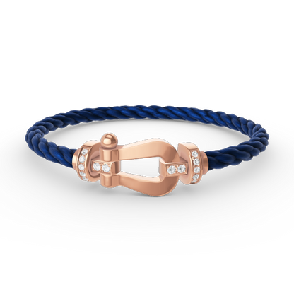 [⭐Clover Jewelry]FORCE LARGE HORSESHOE HALF DIAMOND BRACELET ROSE GOLD