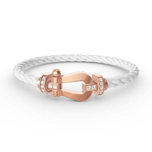 [⭐Clover Jewelry]FORCE LARGE HORSESHOE HALF DIAMOND BRACELET ROSE GOLD