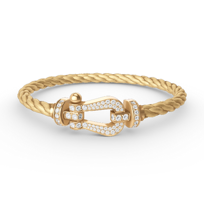 [⭐Clover Jewelry]FORCE LARGE HORSESHOE FULL DIAMOND BRACELET GOLD