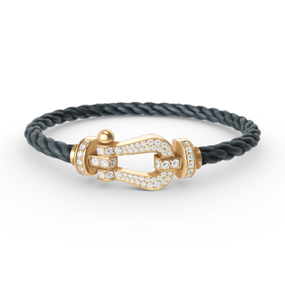 [⭐Clover Jewelry]FORCE LARGE HORSESHOE FULL DIAMOND BRACELET GOLD