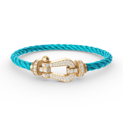 [⭐Clover Jewelry]FORCE LARGE HORSESHOE FULL DIAMOND BRACELET GOLD