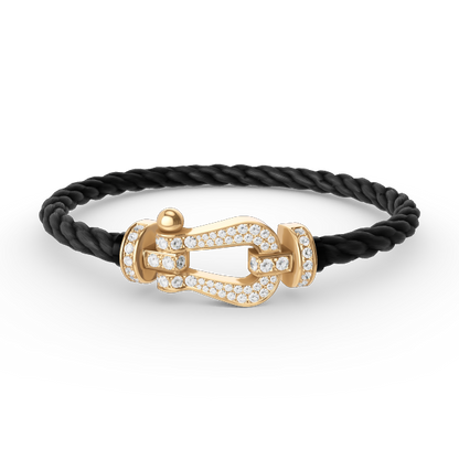 [⭐Clover Jewelry]FORCE LARGE HORSESHOE FULL DIAMOND BRACELET GOLD