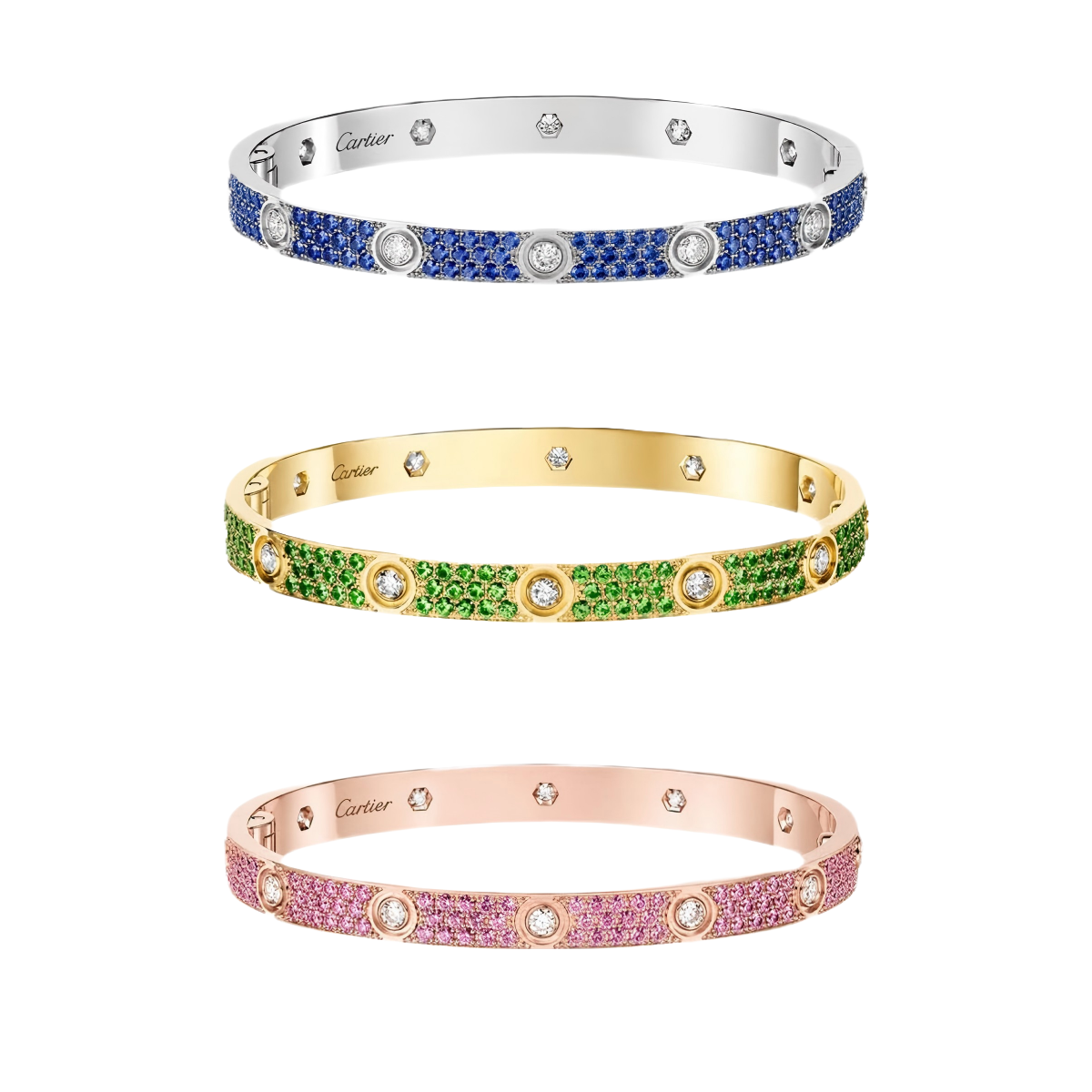 [⭐Clover Jewelry]2026 PAVE GEMSTONE LOVE BRACELET 6.1MM 10 DIAMONDS